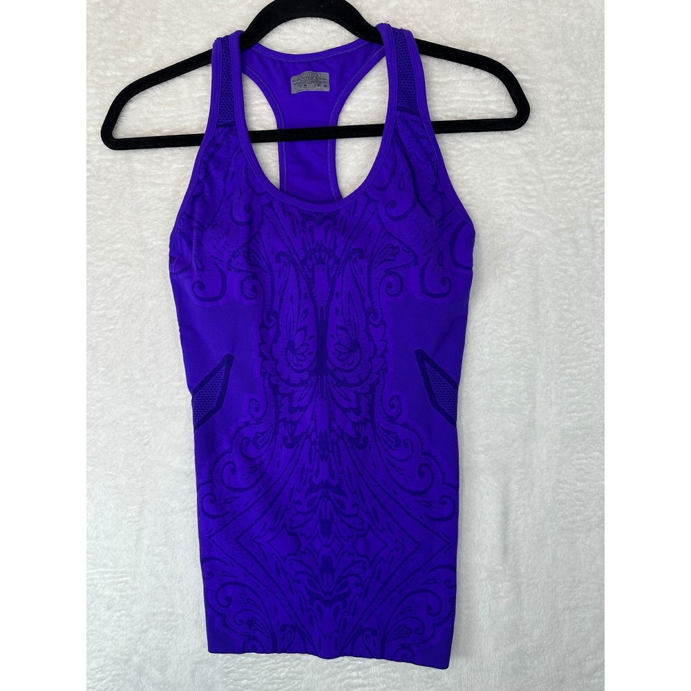 Athleta Paisley Jacquard Racerback Tank Top Womens M Purple Seamless Yoga